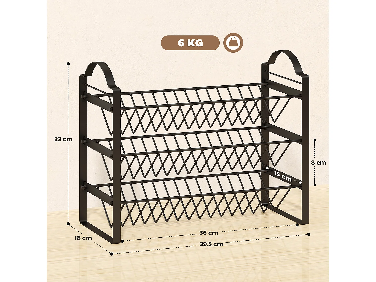 Porta spezie per cucina a 3 livelli portaspezie salvaspazio con ripiani inclinati in metallo