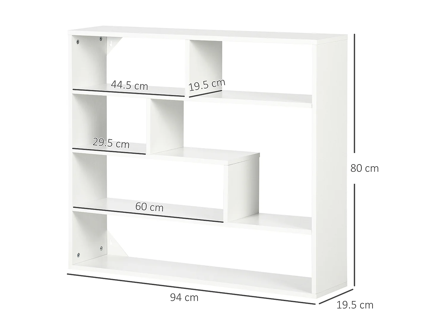 Libreria moderna a muro 4 livelli in legno 94x19.5x80cm bianco