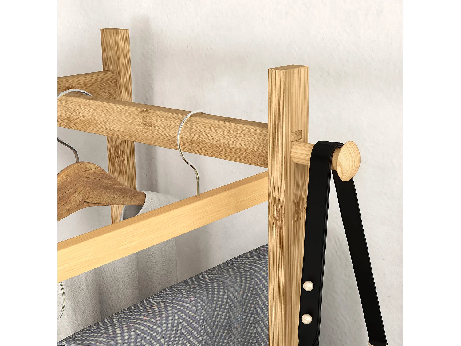 Appendiabiti da terra con barre laterali 2 ganci e 2 ripiani