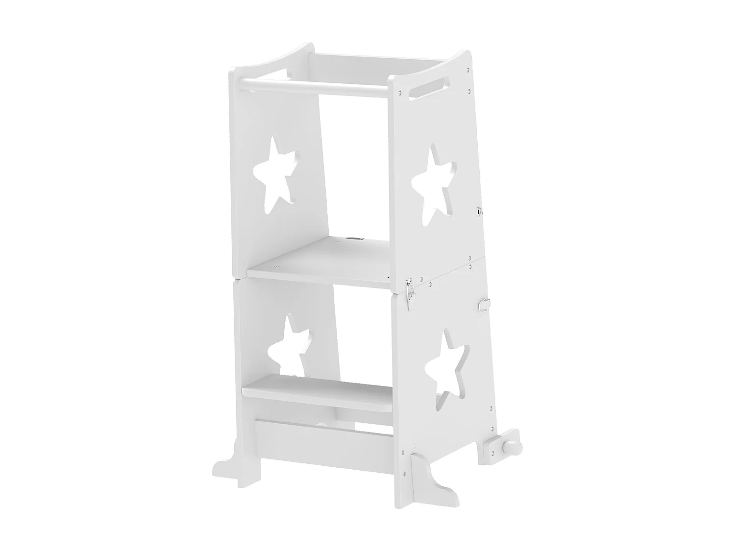 Scala montessori per bambini convertibile con barra in legno bianco