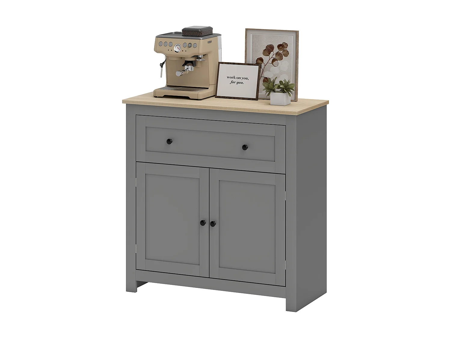 Credenza soggiorno con cassetto e armadietto con ripiano regolabile su 3 livelli