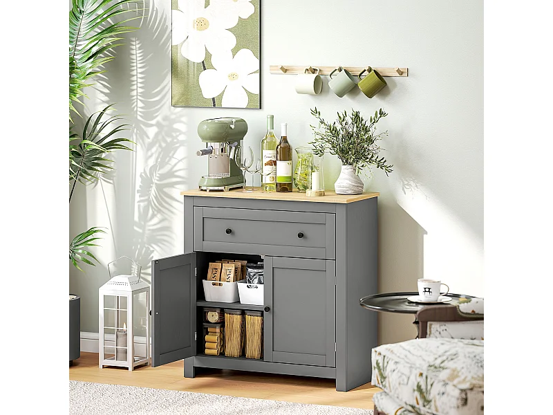 Credenza soggiorno con cassetto e armadietto con ripiano regolabile su 3 livelli