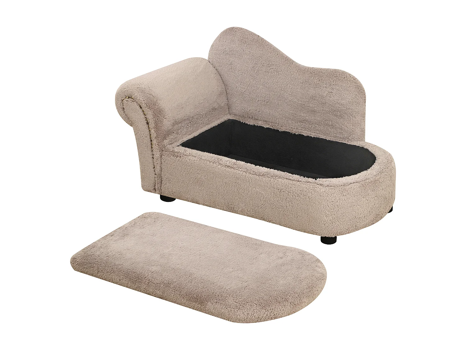 Divano per cani rialzato con spazio portaoggetti beige