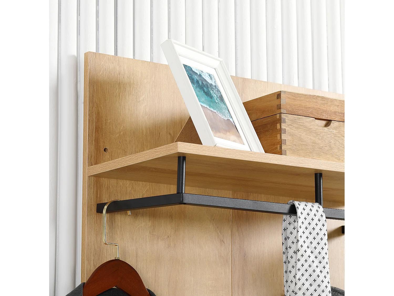 Mobile da ingresso con scarpiera bassa panca e appendiabiti da 4 ganci