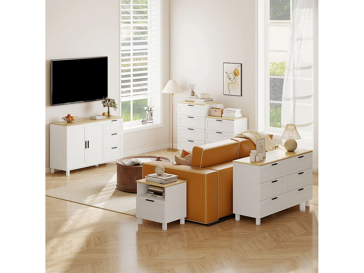 Credenza cucina mobile cucina con 3 cassetti armadietto con ante ammortizzate