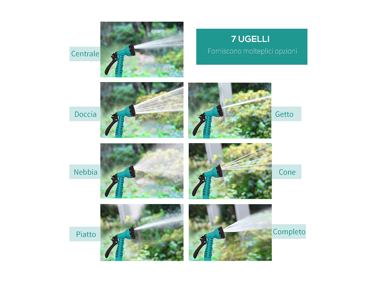 Avvolgitubo automatico a 7 modalità di irrigazione in pp nero e verde