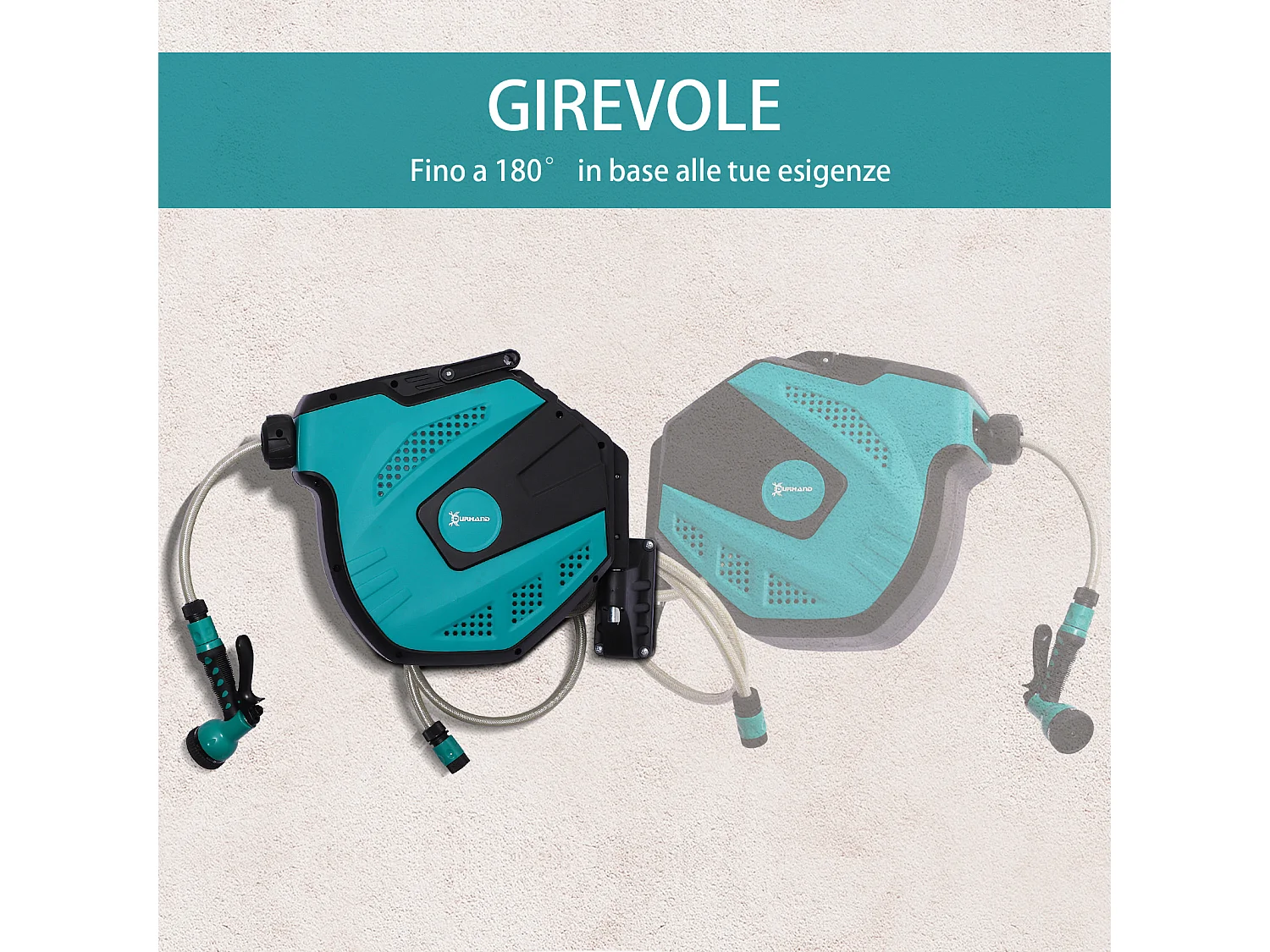 Avvolgitubo automatico a 7 modalità di irrigazione in pp nero e verde