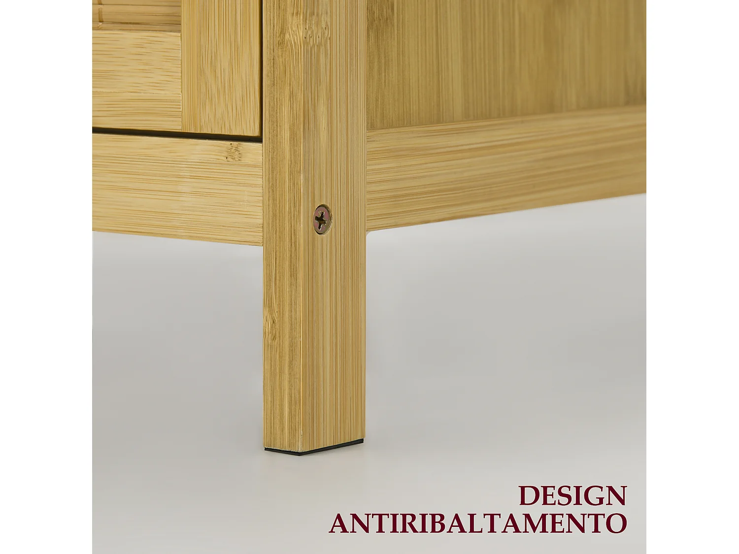 Credenza stile boho a 2 ante in rattan e bambù colore naturale