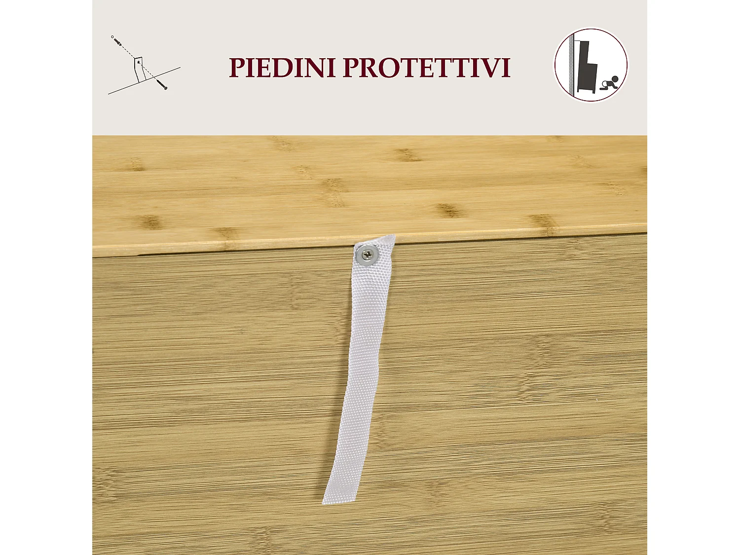 Credenza stile boho a 2 ante in rattan e bambù colore naturale