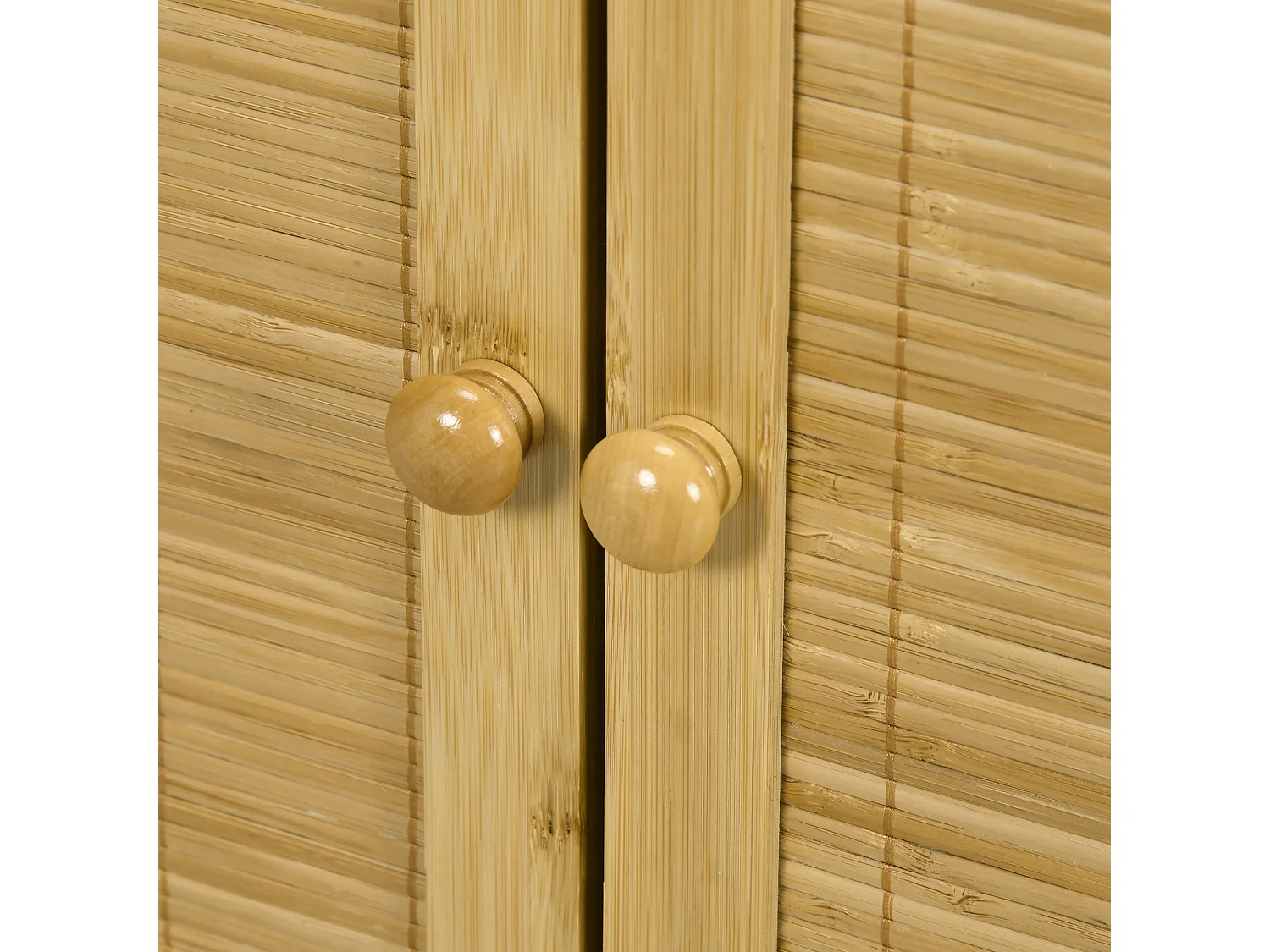 Credenza stile boho a 2 ante in rattan e bambù colore naturale