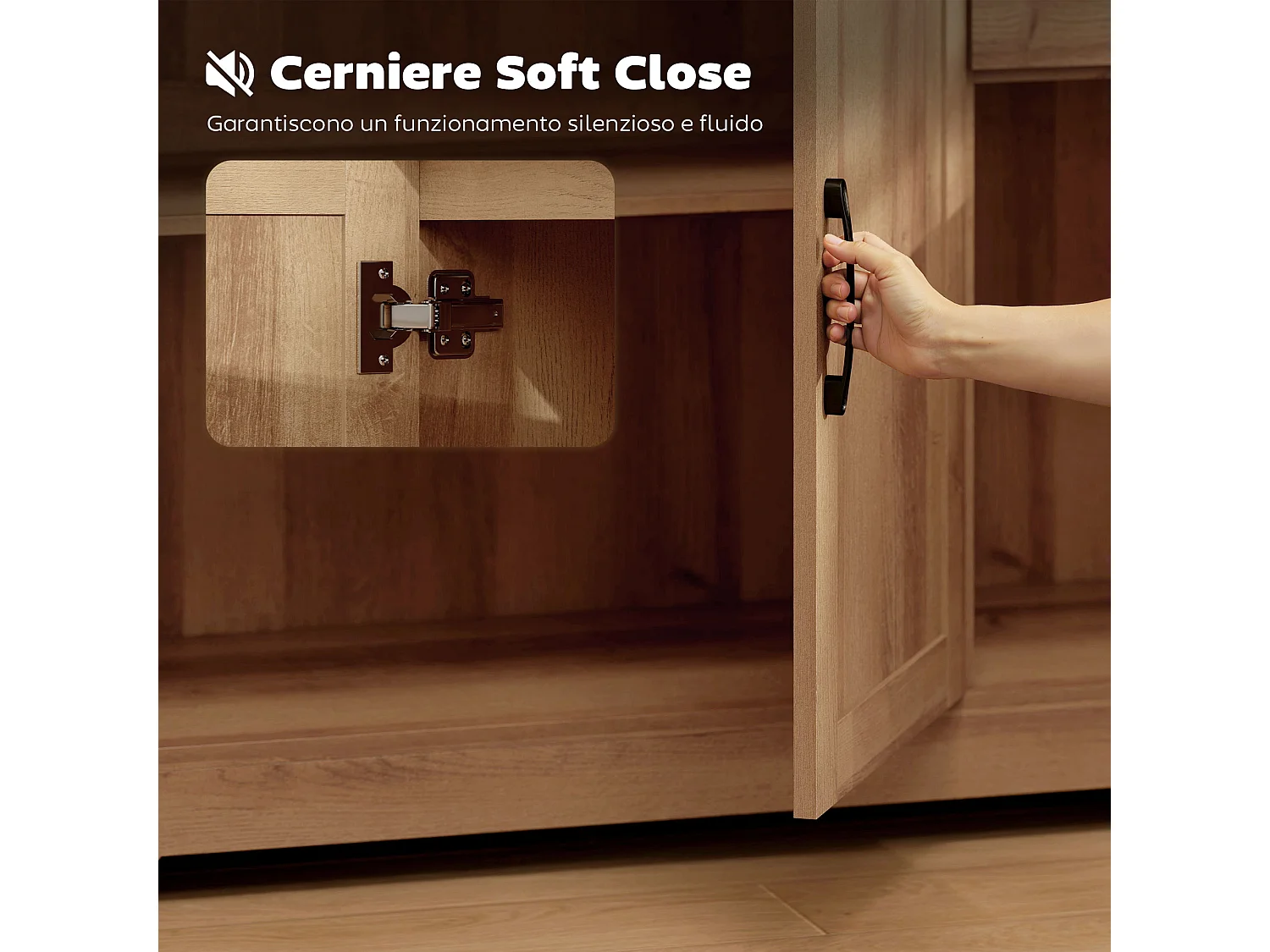 Credenza cucina, mobile cucina con 2 cassetti 2 armadietti