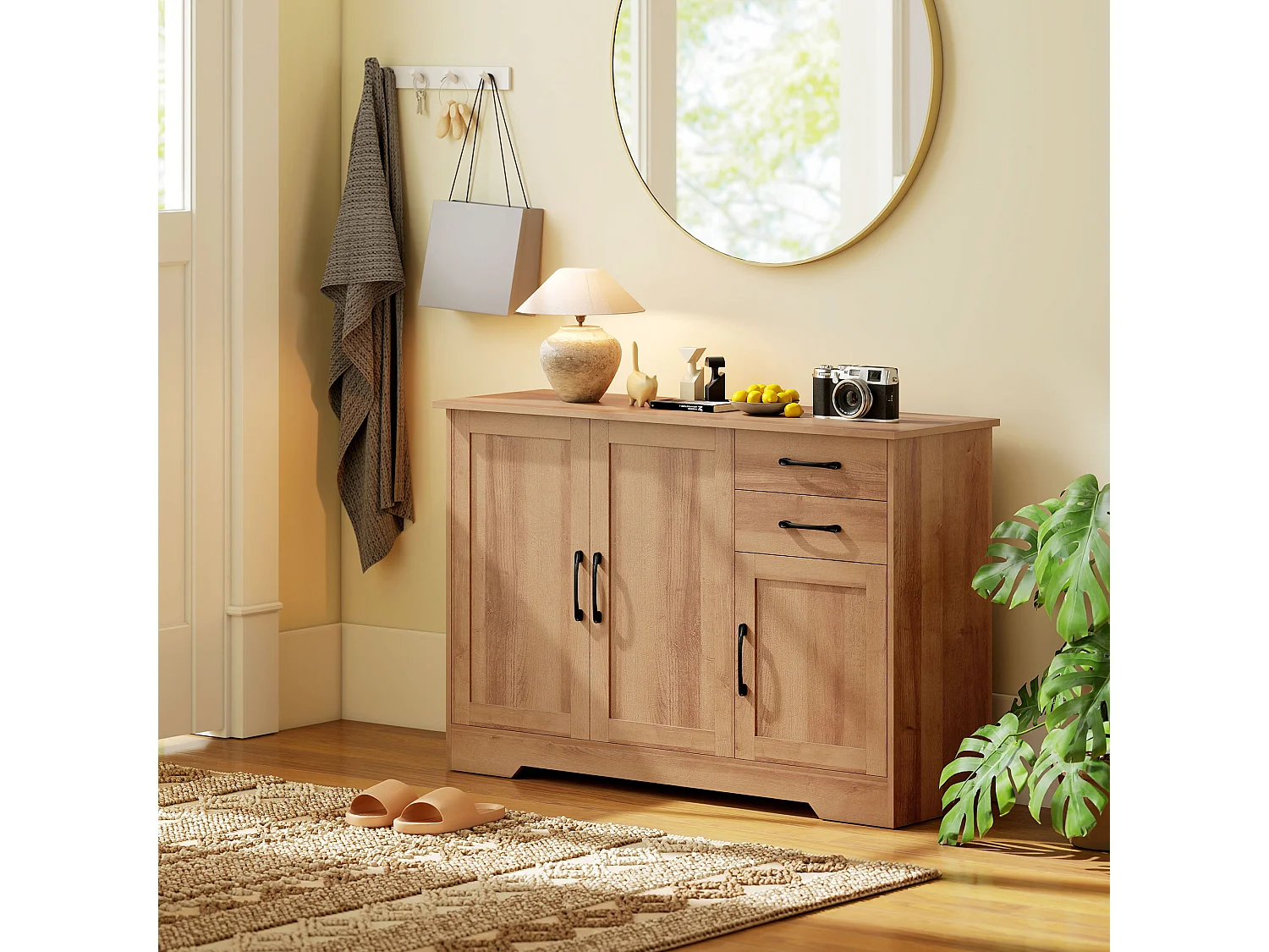 Credenza cucina, mobile cucina con 2 cassetti 2 armadietti
