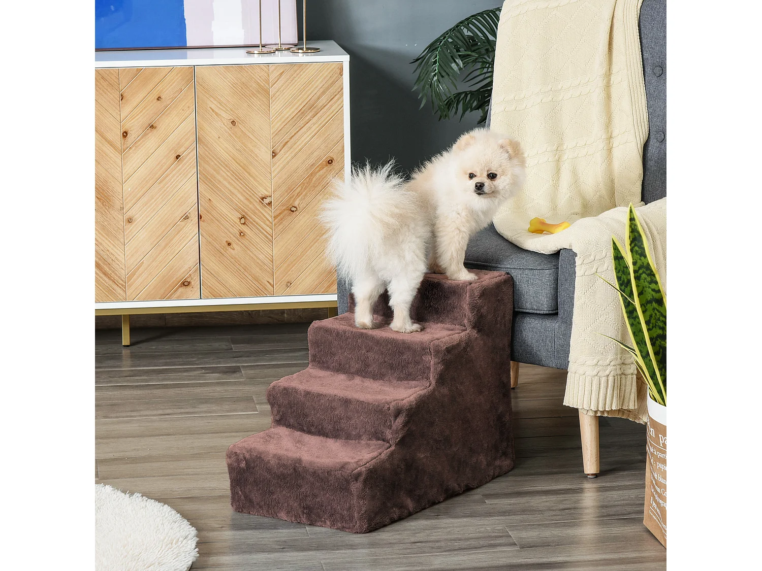 Scaletta per cani rivestimento sfoderabile portatile tessuto marrone