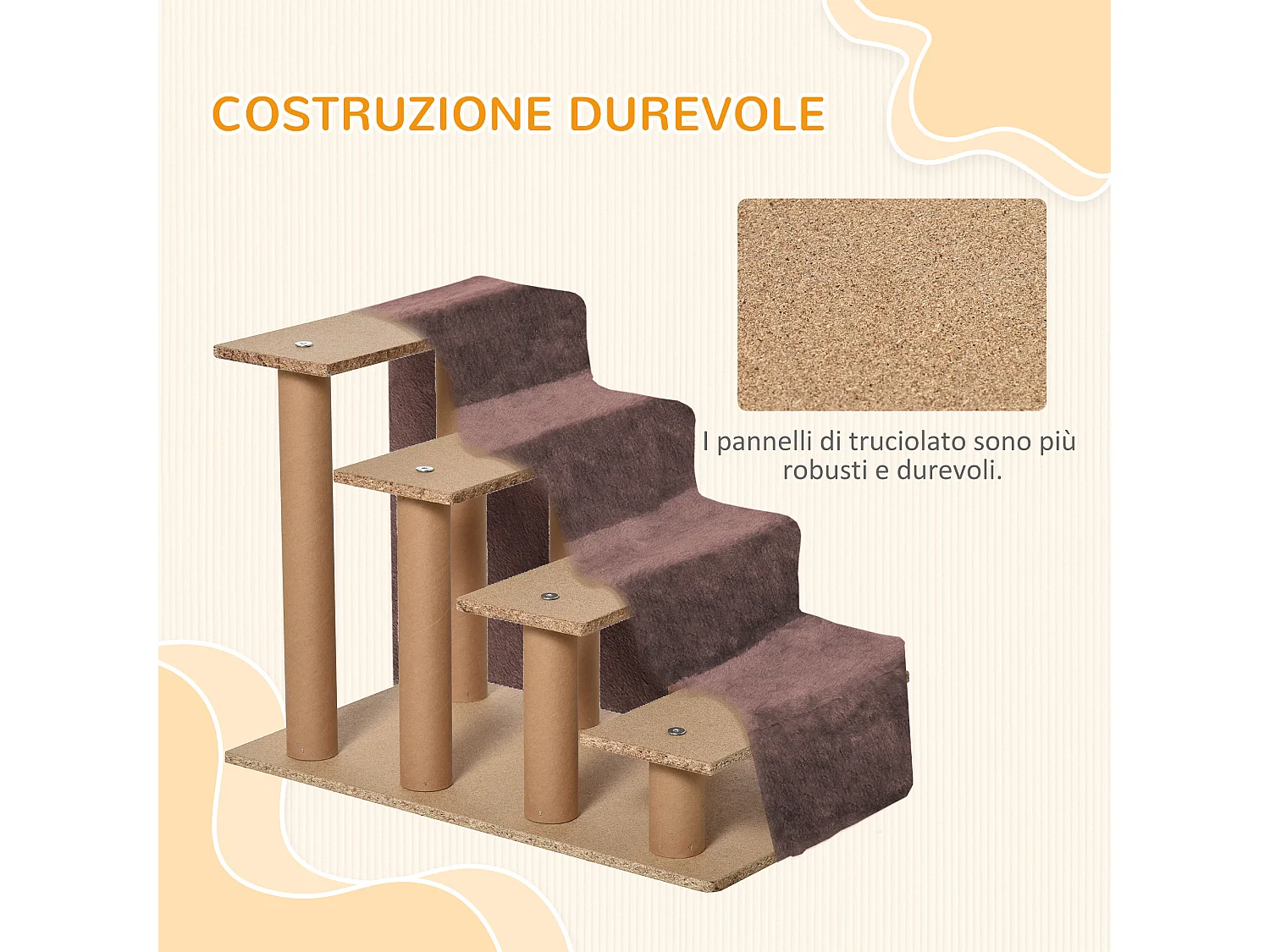 Scaletta per cani rivestimento sfoderabile portatile tessuto marrone