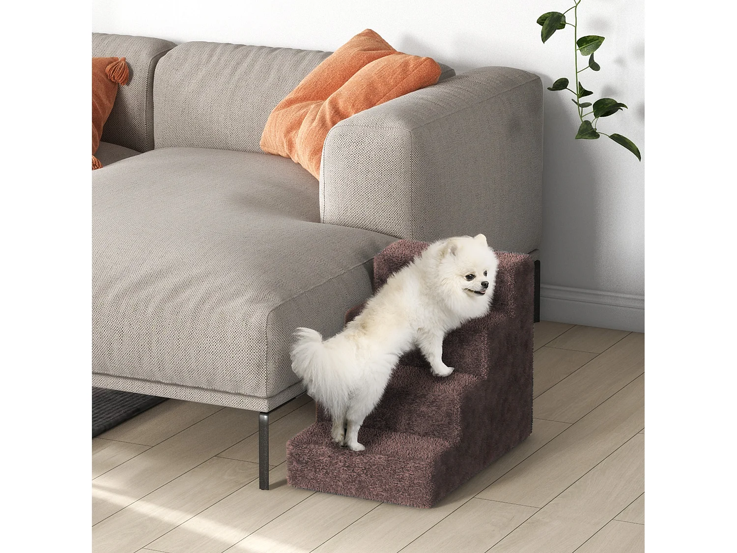 Scaletta per cani rivestimento sfoderabile portatile tessuto marrone