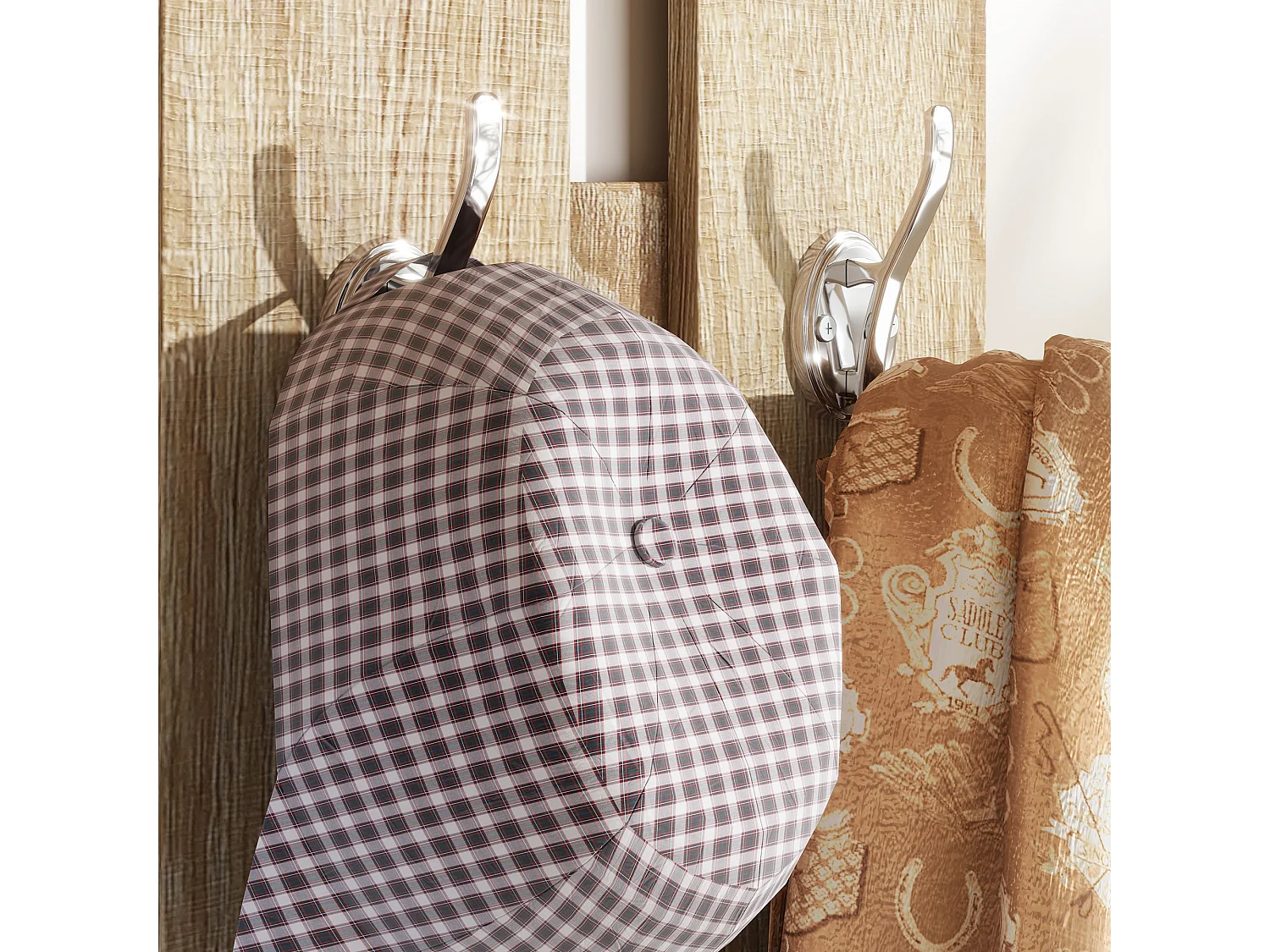 Mobile appendiabiti con scarpiera e specchio in legno bianco e quercia