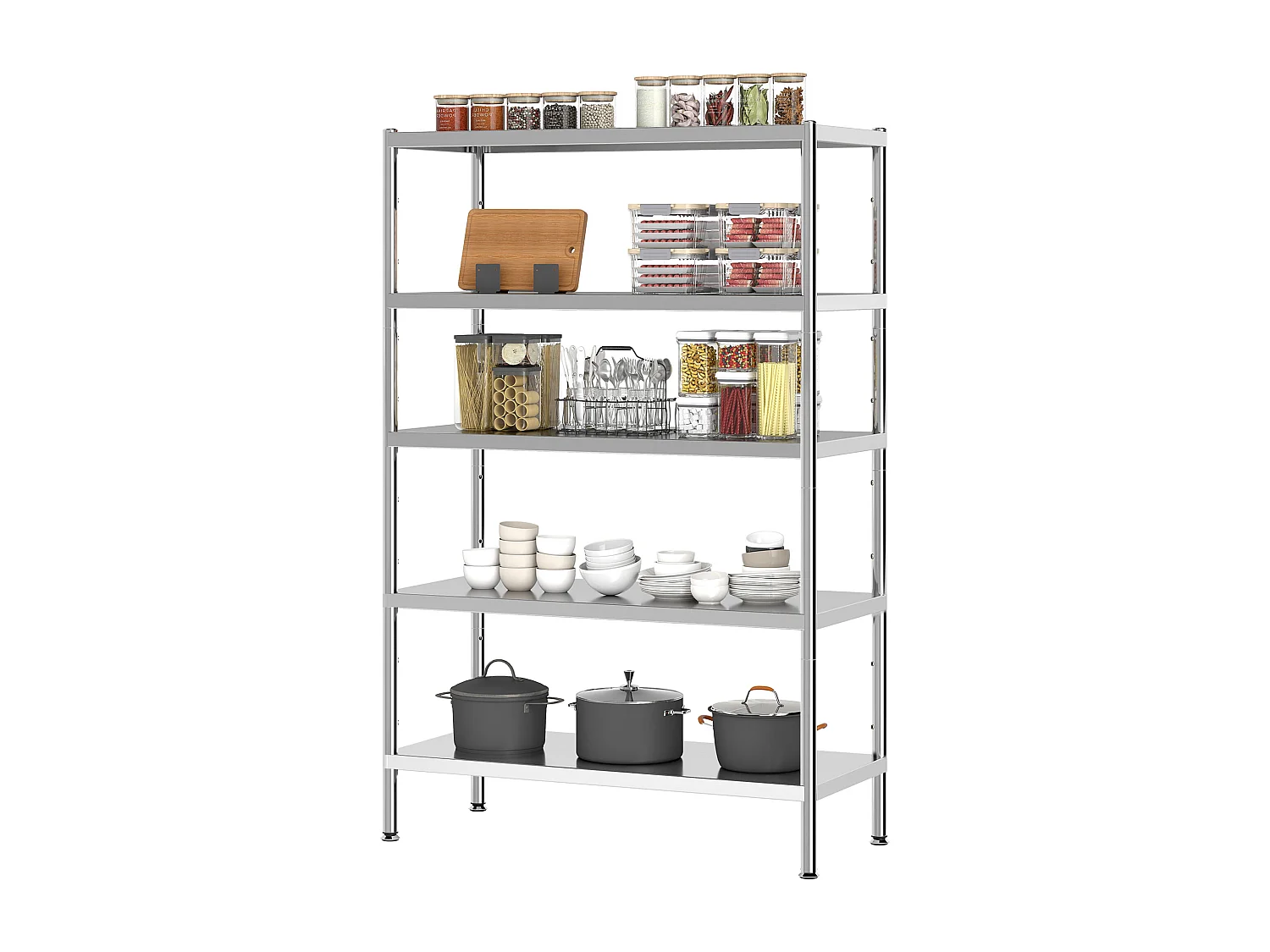 Scaffale da cucina a 5 livelli regolabili su 13 altezze diverse