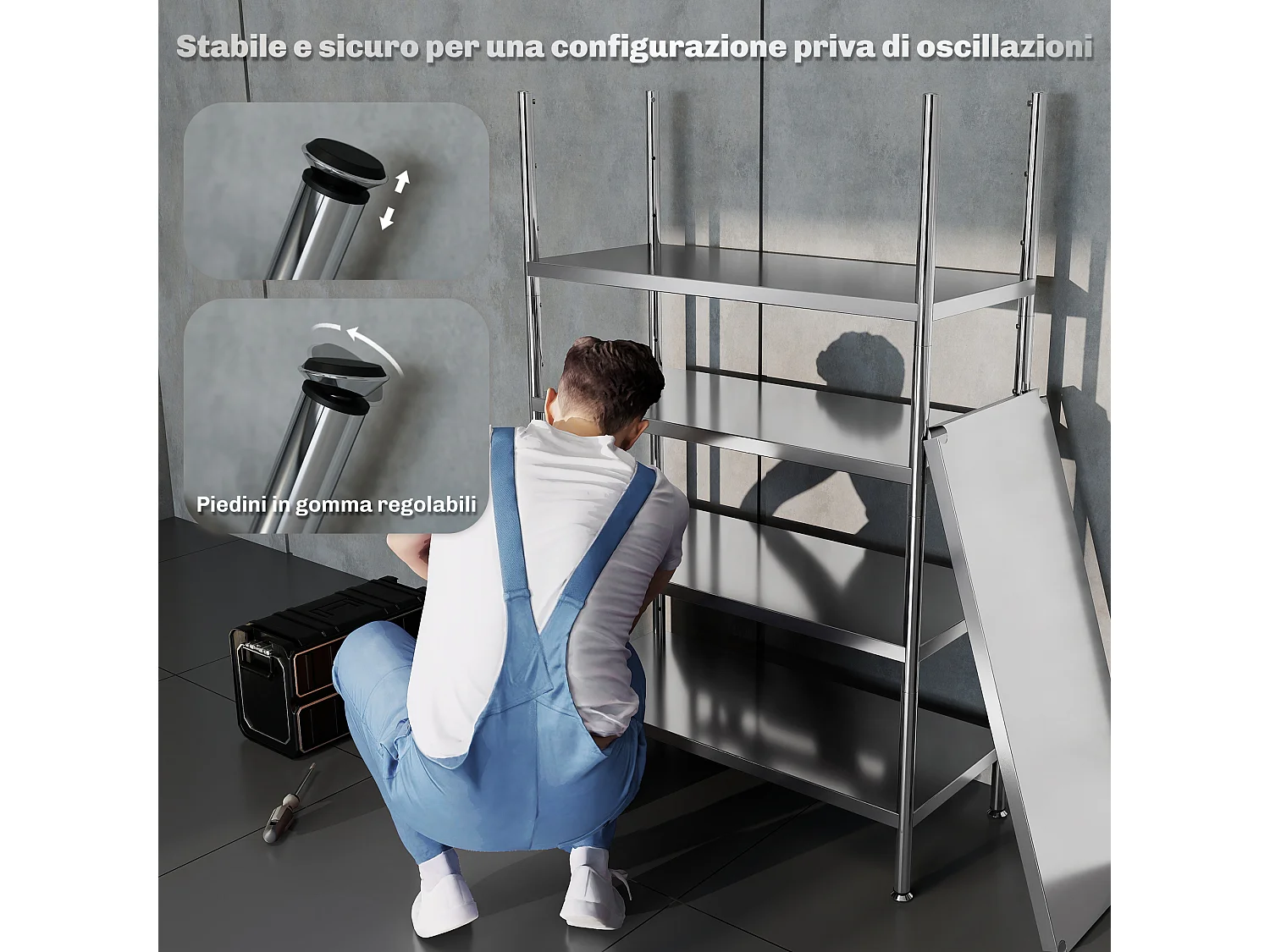 Scaffale da cucina a 5 livelli regolabili su 13 altezze diverse