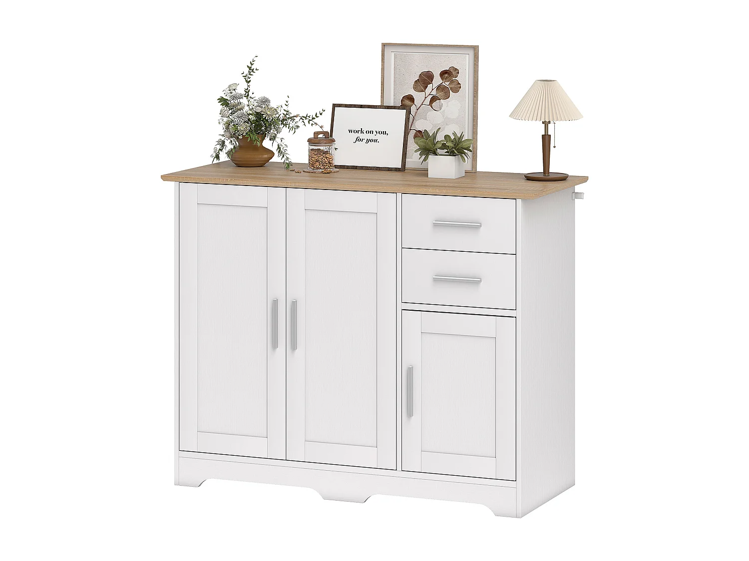 Credenza cucina, mobile cucina con 2 cassetti e 2 armadietti