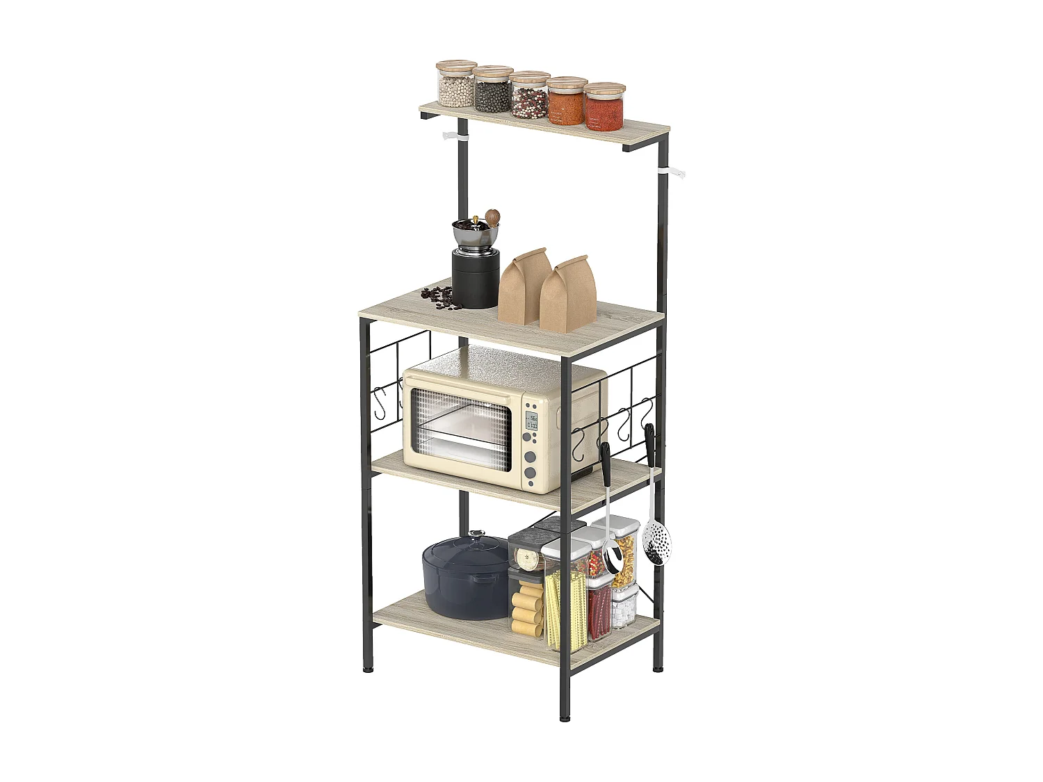 Scaffale da cucina a 4 livelli mobile per microonde