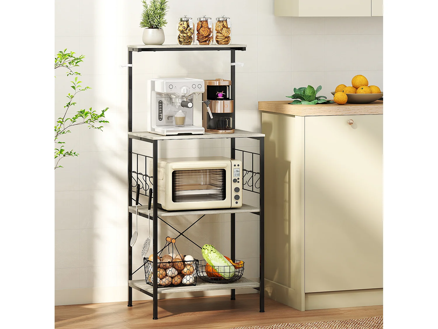 Scaffale da cucina a 4 livelli mobile per microonde