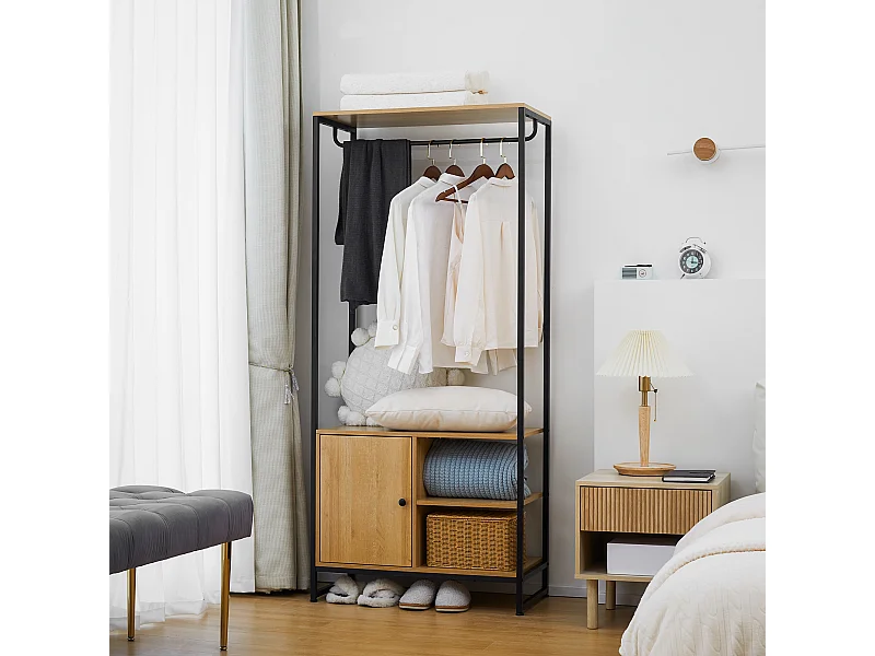 Appendiabiti stile industriale con scarpiera 80x40x180cm