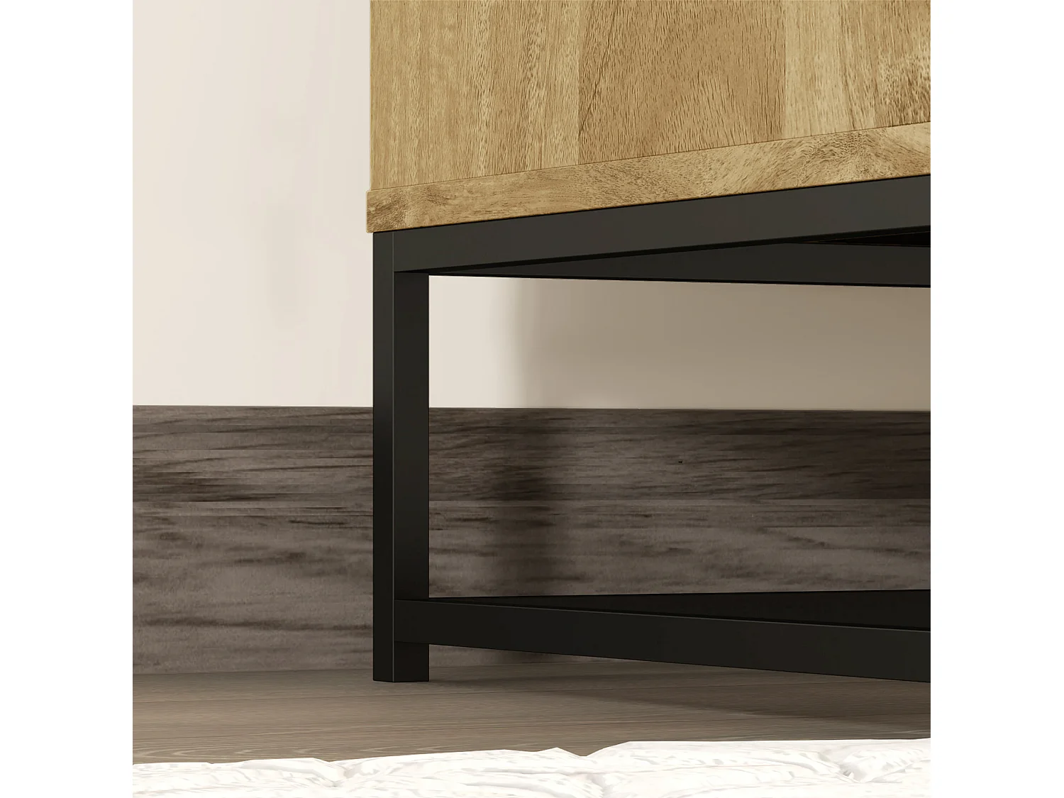 Credenza soggiorno a 2 livelli con ripiano regolabile e 2 ante, mobile soggiorno in legno e acciaio