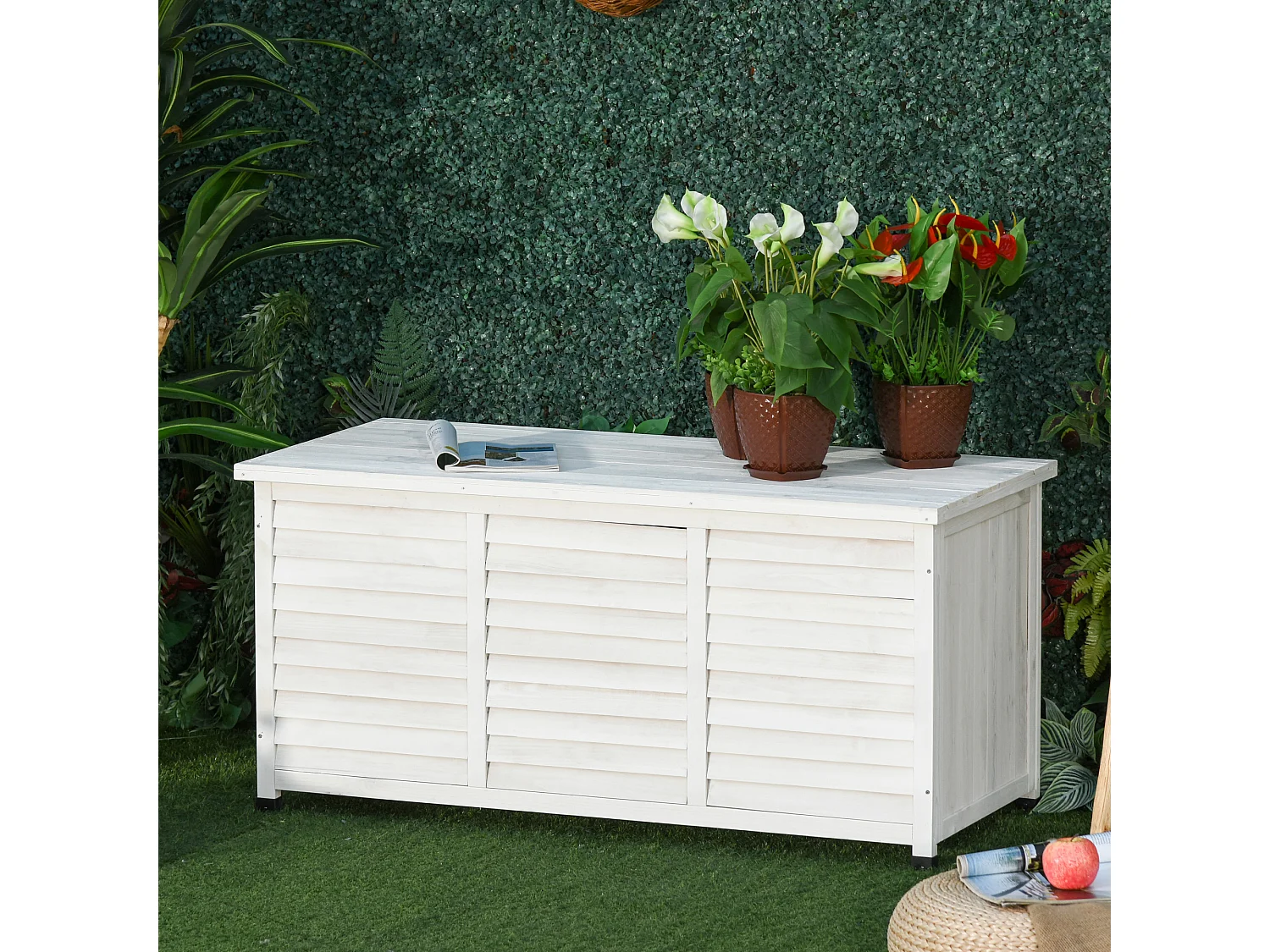 Cassapanca da Giardino in Legno con Contenitore