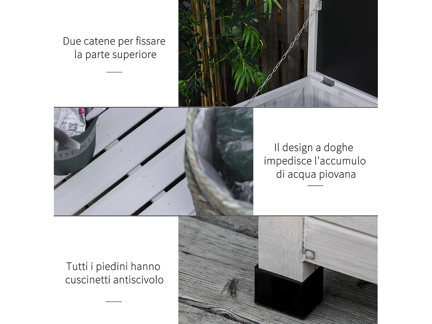 Cassapanca da Giardino in Legno con Contenitore