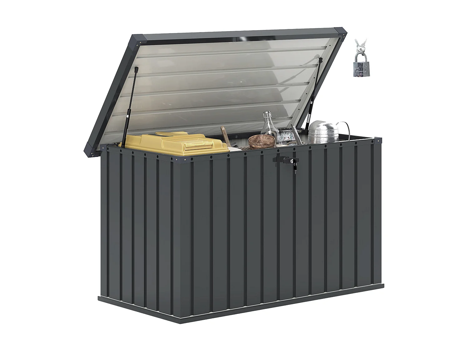 Baule da esterno da 400L in acciaio zincato con 2 chiavi grigio scuro