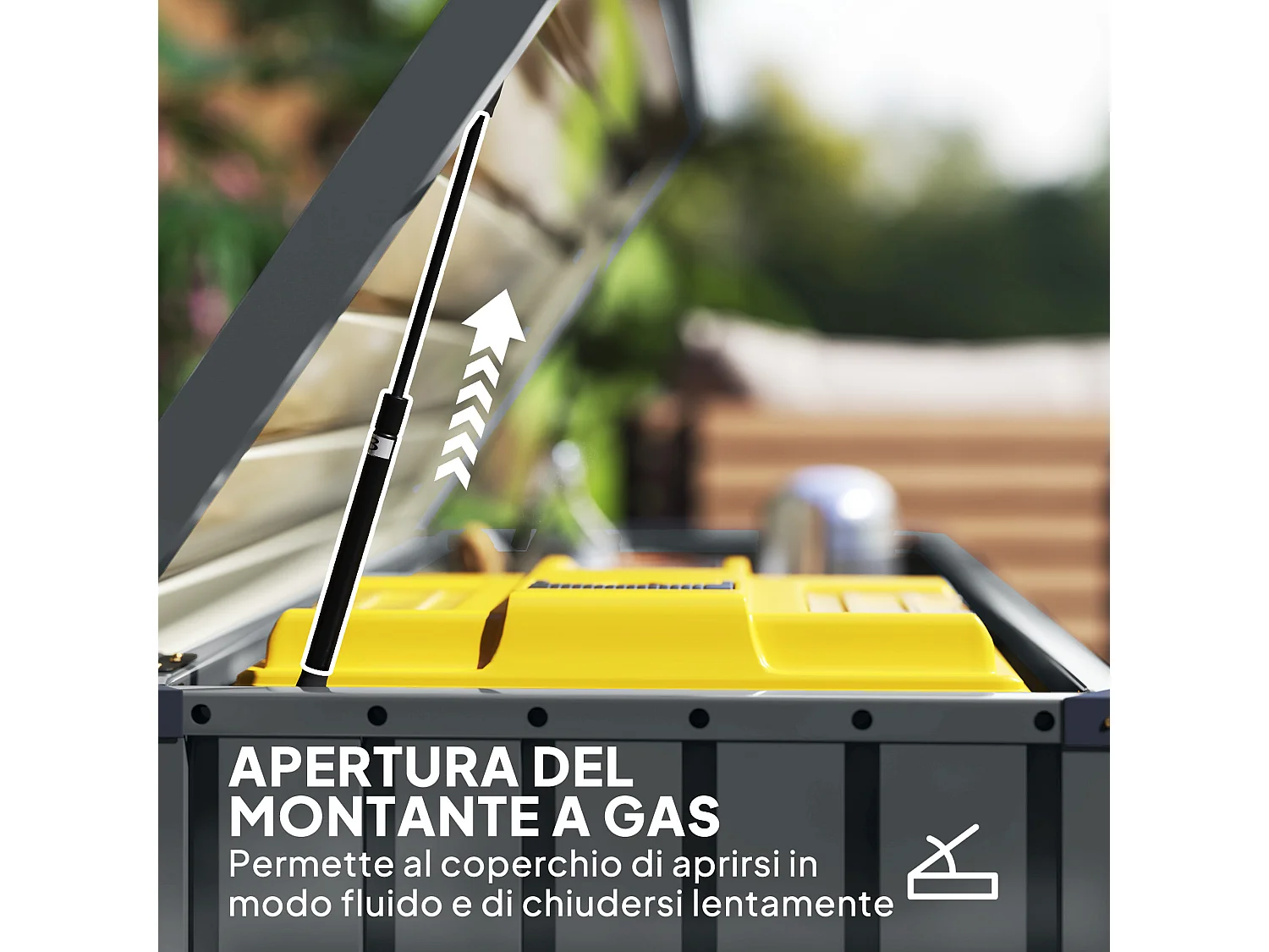 Baule da esterno da 400L in acciaio zincato con 2 chiavi grigio scuro