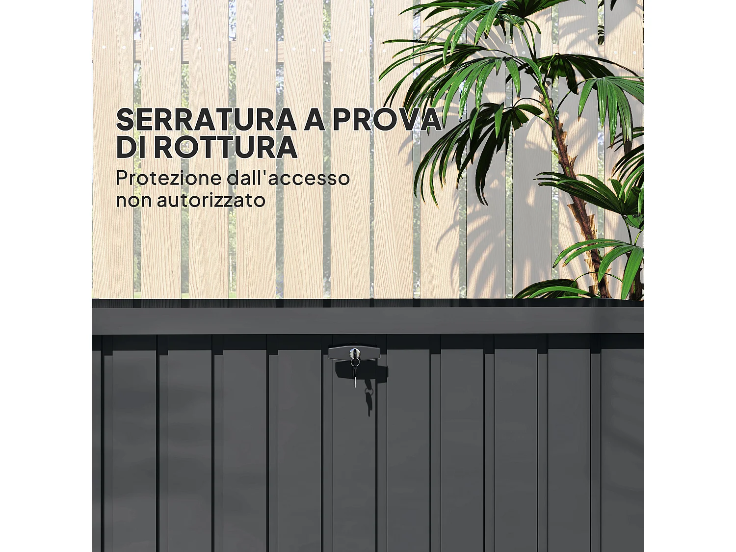 Baule da esterno da 400L in acciaio zincato con 2 chiavi grigio scuro