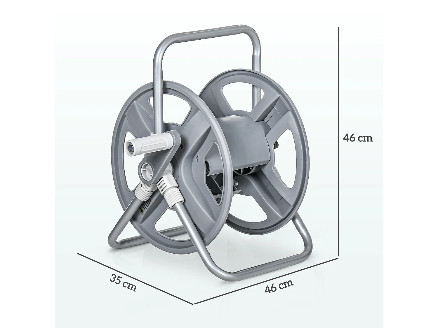 Avvolgitubo a parete e da terra per 40m di tubo e manovella grigio