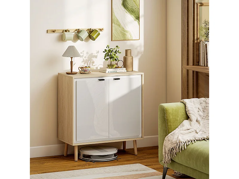 Credenza cucina con 2 ante mobile cucina moderno con ripiano regolabile e piedi in legno