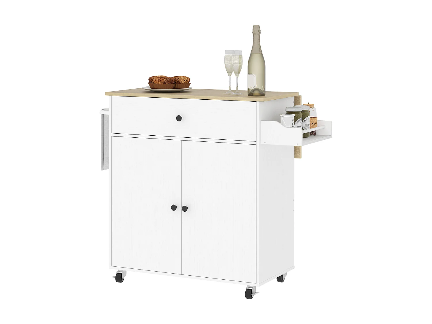 Isola per cucina con tavolo a ribalta cassetto armadietto a 2 ante