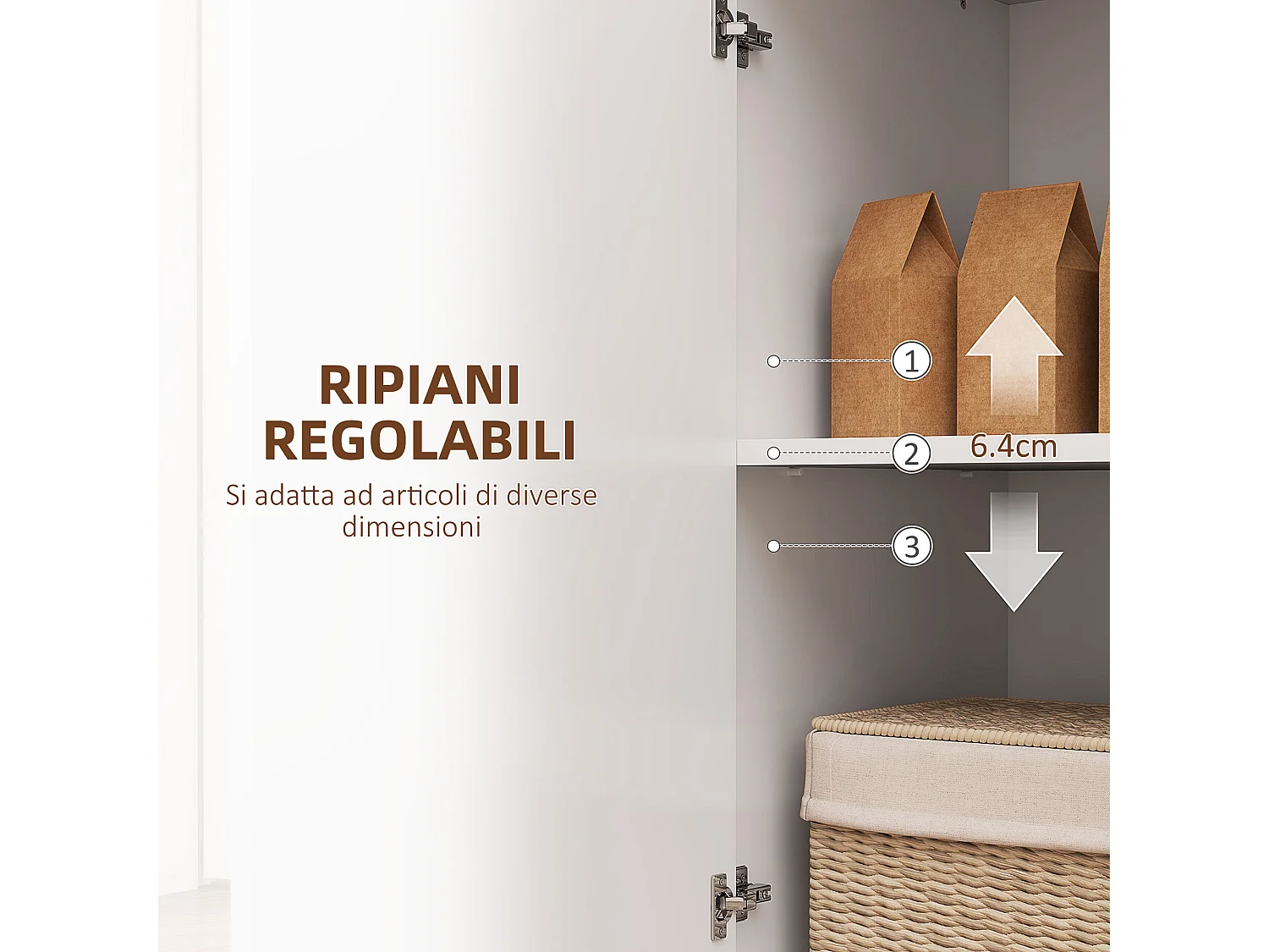 Credenza moderna con ante ammortizzate e apertura a pressione bianco