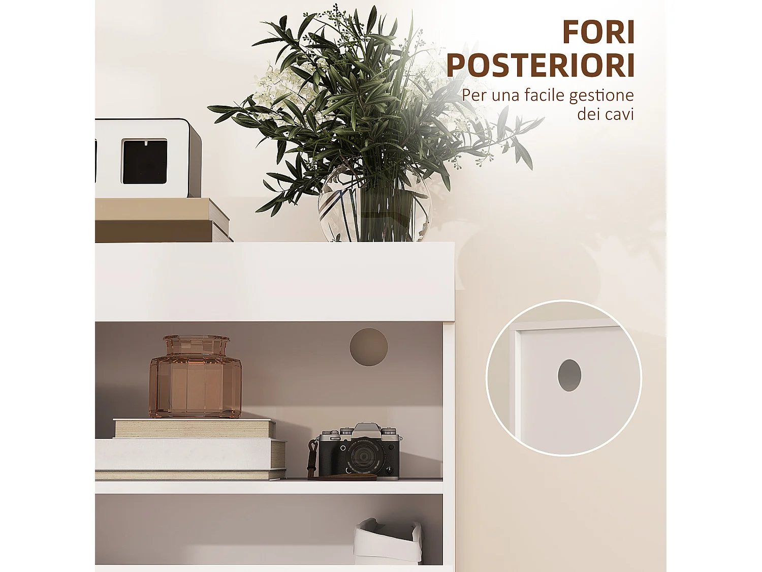 Credenza moderna con ante ammortizzate e apertura a pressione bianco