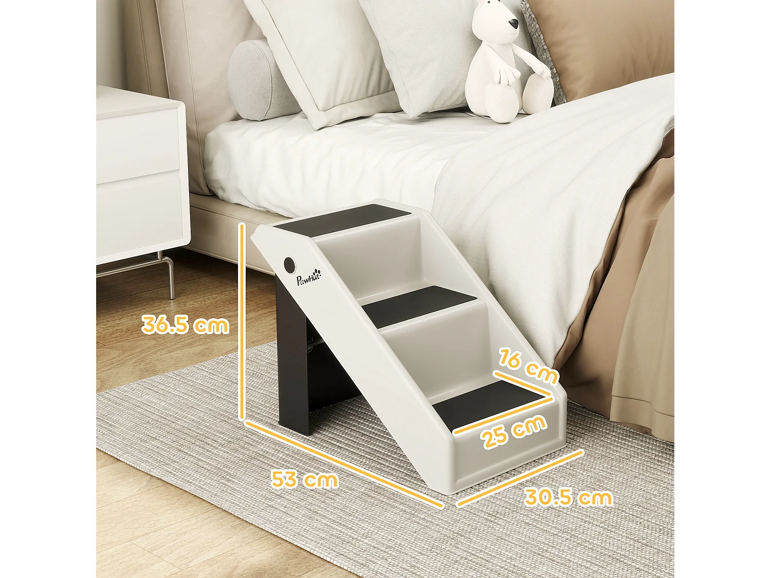 Scaletta per cani e gatti pieghevole antiscivolo con 3 scalini crema
