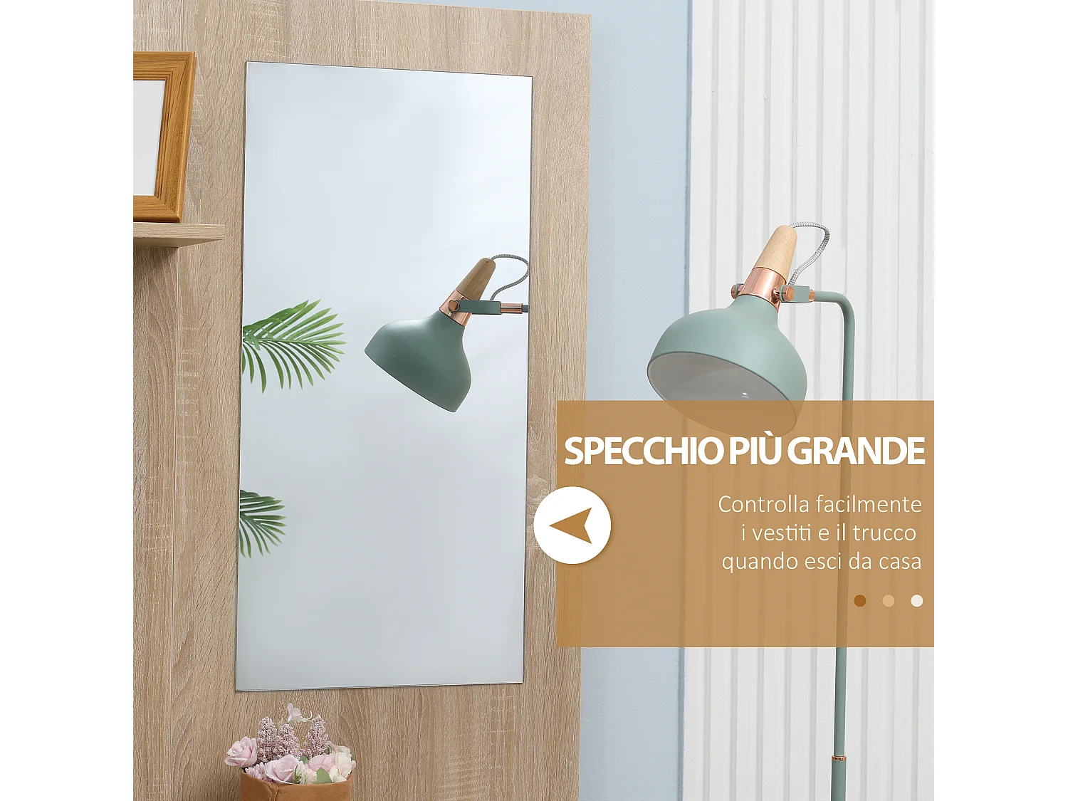 Mobile attaccapanni da ingresso 4 in 1 con specchio ganci e ripiani regolabili intern