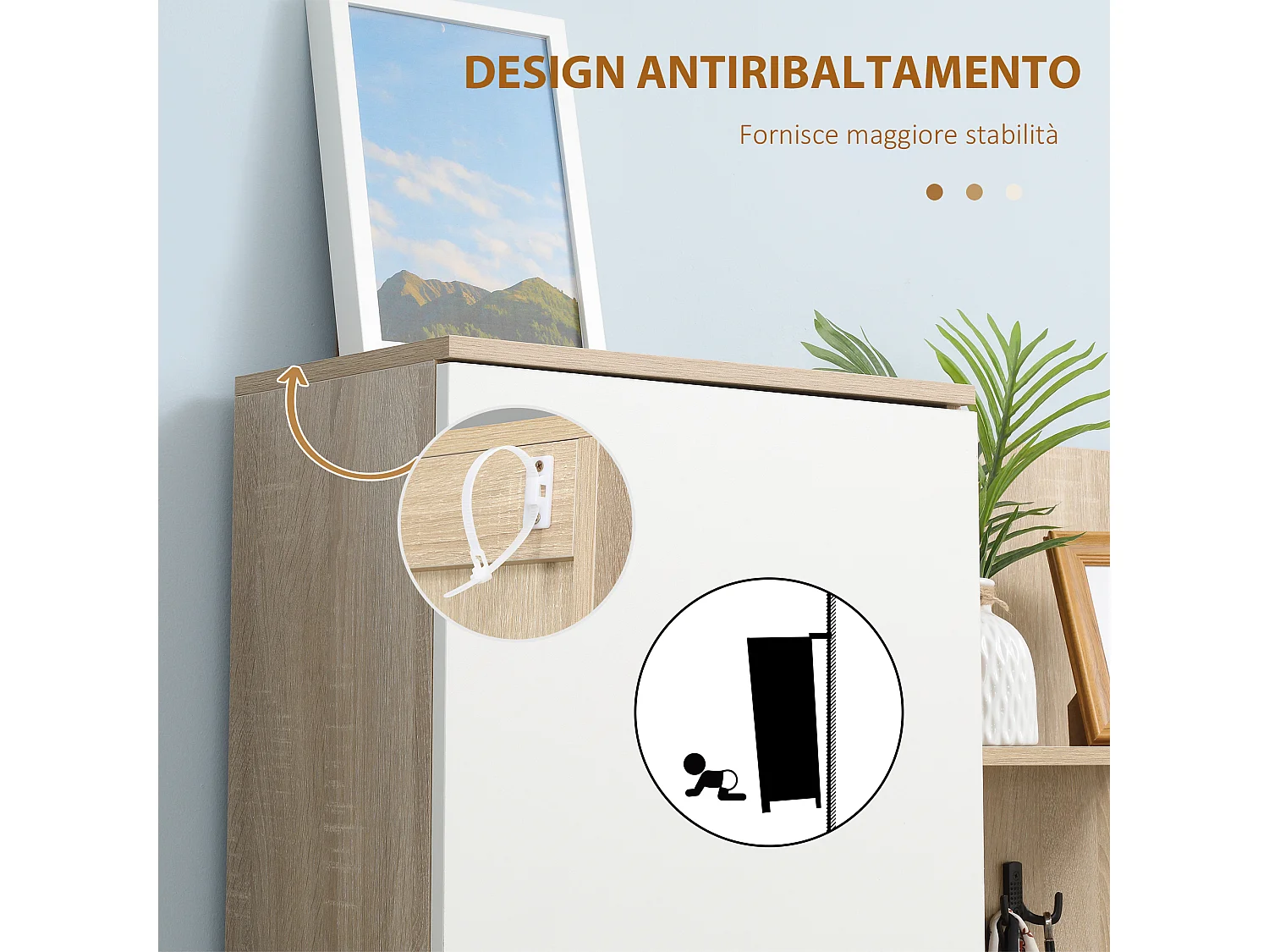 Mobile attaccapanni da ingresso 4 in 1 con specchio ganci e ripiani regolabili intern