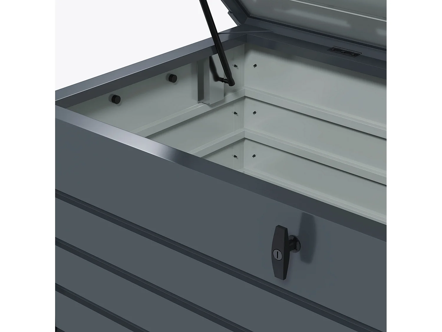 Baule da esterno da 311l in acciaio zincato grigio scuro 2 maniglie