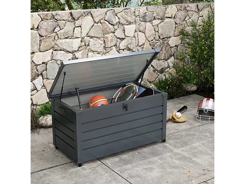 Baule da esterno da 311l in acciaio zincato grigio scuro 2 maniglie