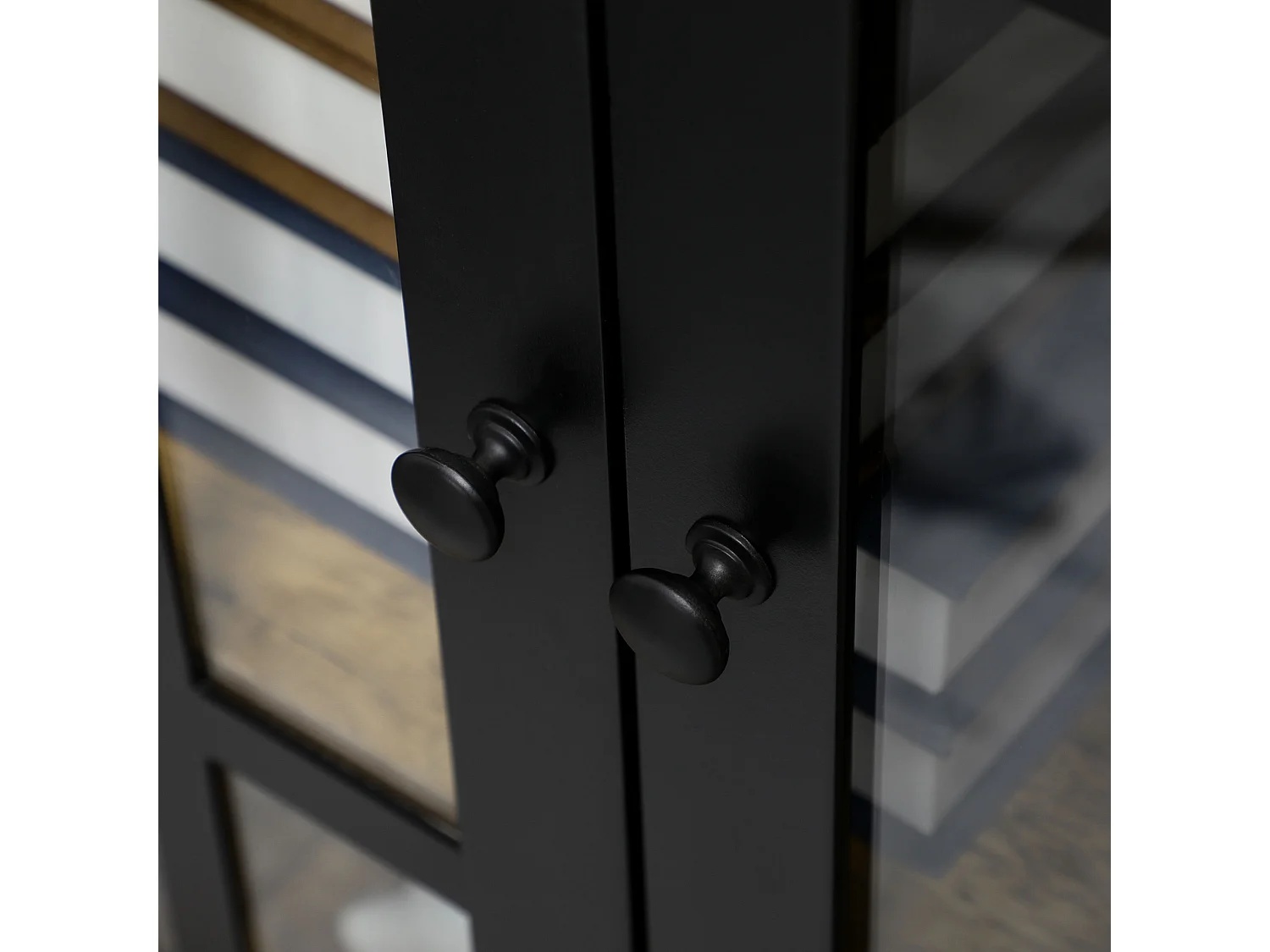 Credenza moderna a 2 ante in vetro e legno 60x35x120cm marrone