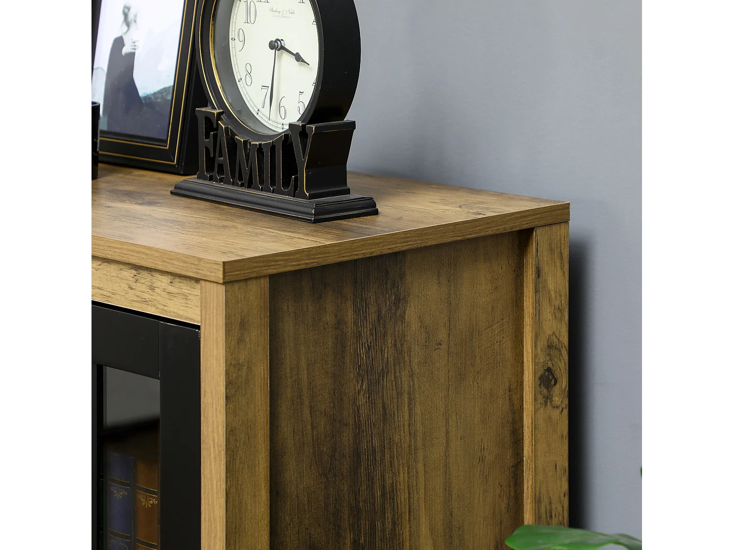 Credenza moderna a 2 ante in vetro e legno 60x35x120cm marrone