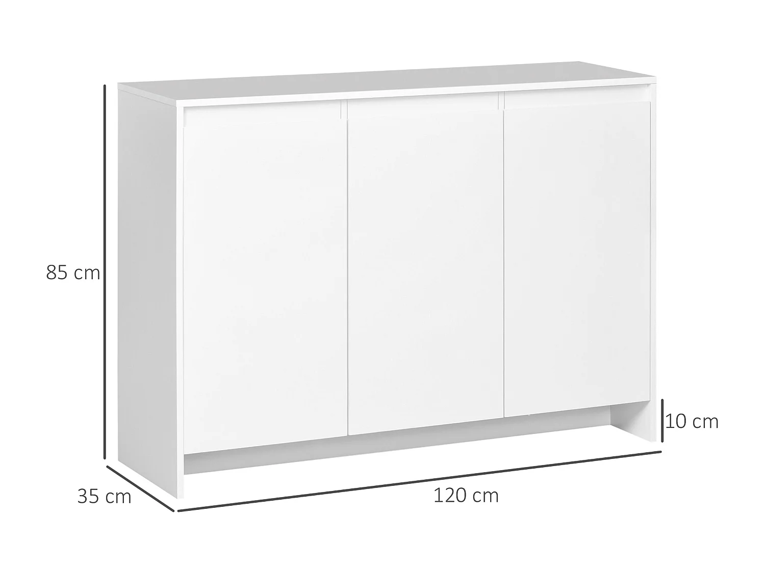 Credenza moderna a 12 ripiani interni in truciolato bianco