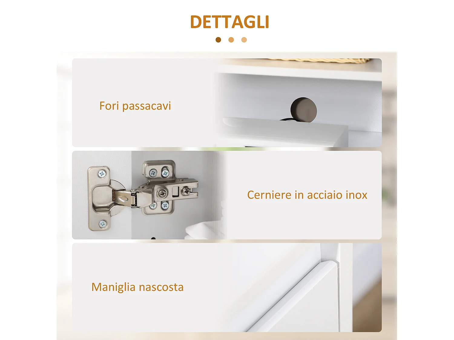 Credenza moderna a 12 ripiani interni in truciolato bianco