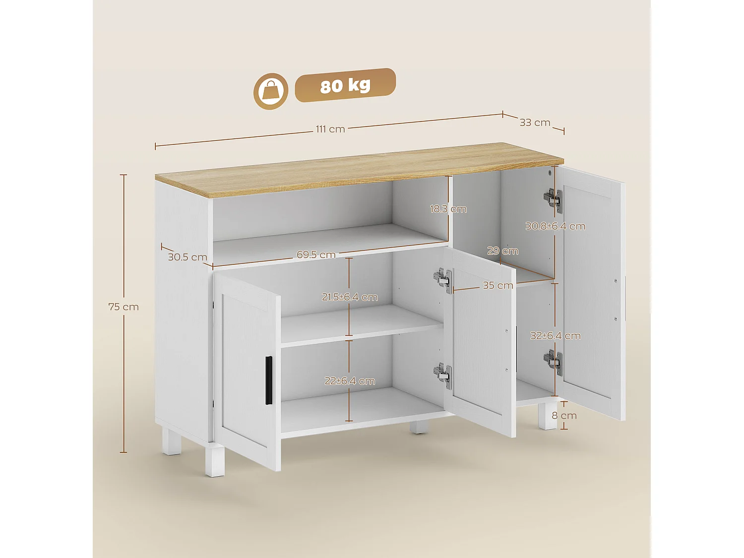 Credenza cucina con ante ammortizzate mobile cucina moderno con ripiano regolabile
