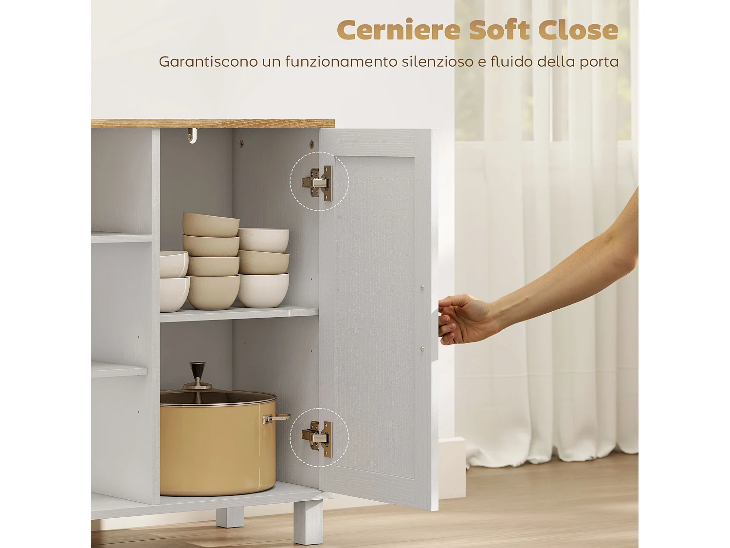 Credenza cucina con ante ammortizzate mobile cucina moderno con ripiano regolabile