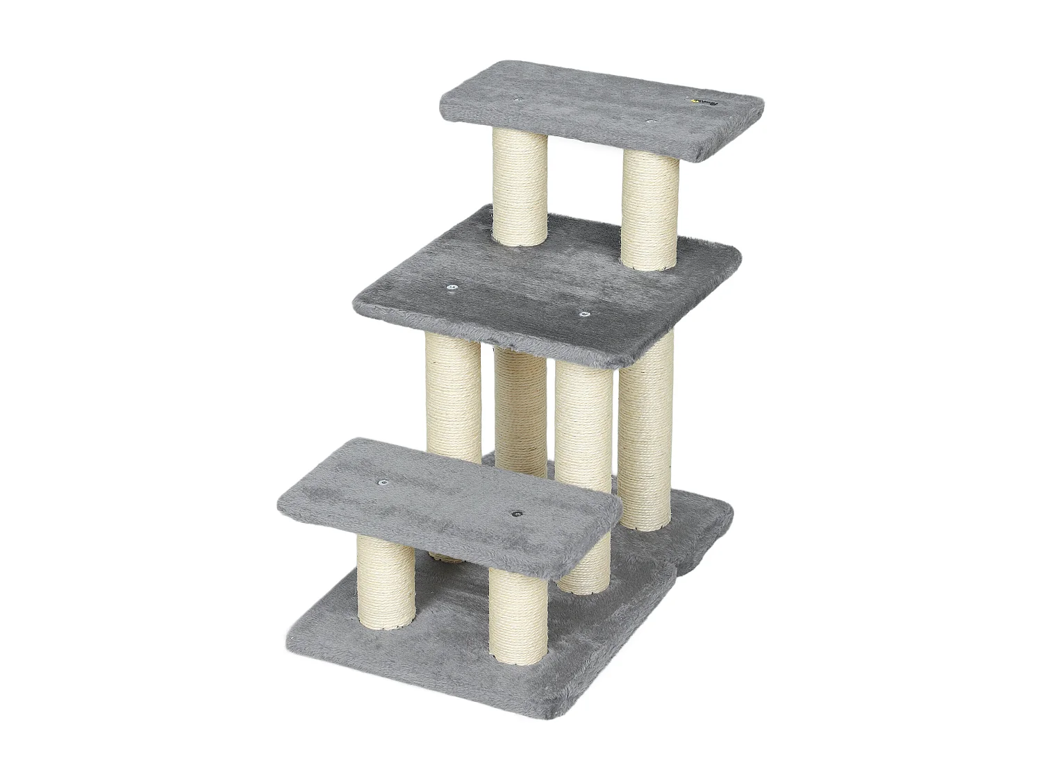 Scaletta per cani e gatti a 3 scalini in peluche e sisal grigio