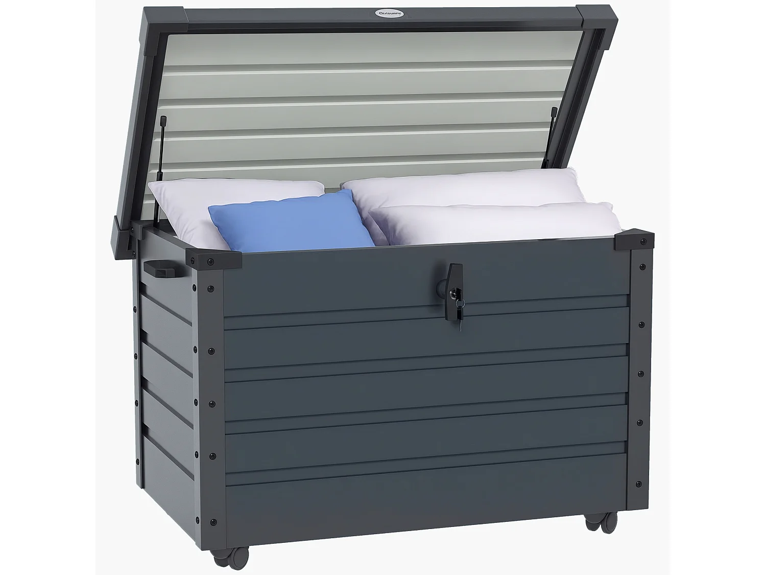 Baule da esterno da 295l in acciaio zincato grigio scuro 2 maniglie